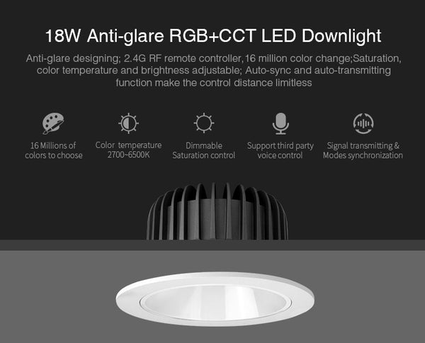 MiBoxer  18W RGB+CCT LED Downlight Blendschutz（FUT072） - Miboxer Shop