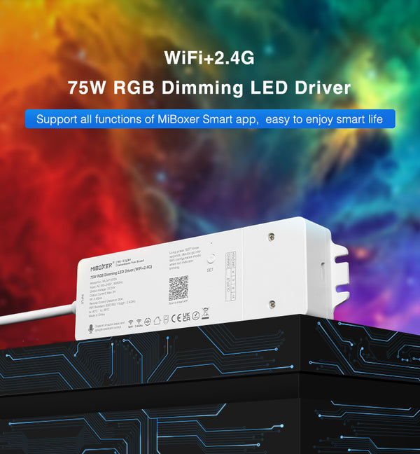 Miboxer 2,4GHz +WiFi RGB LED Treiber, 75W, 24V,hohe/niedrige Frequenz, (WL3-P75V24) - Miboxer Shop