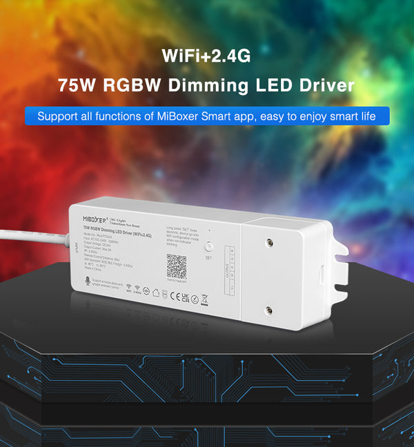 Miboxer 2,4 GHz+WiFi  RGBW LED Treiber 75W 24V, PWM Hoch-/Niederfrequenz (WL4-P75V24) - Miboxer Shop