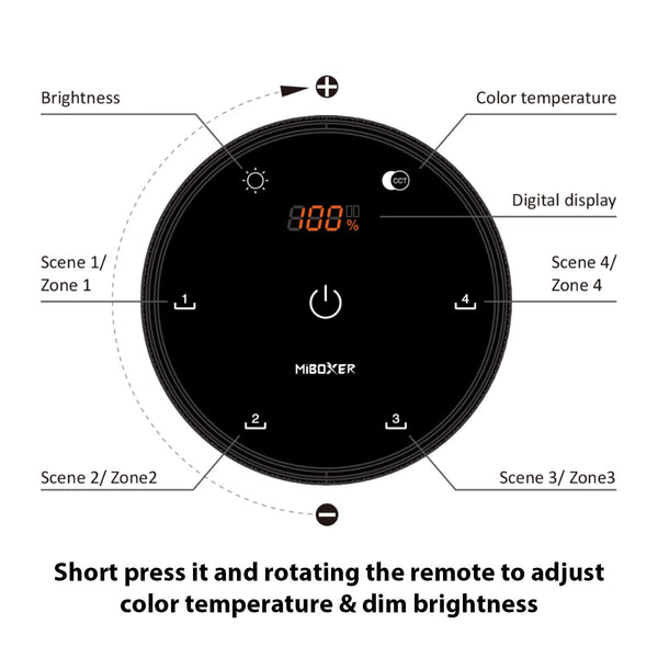 MiBoxer CCT Drehknopf Fernbedienung 2.4GHz für CCT LED Streifen Dimmer Wandfernbedienung für MiBoxer Controller ( K5 )