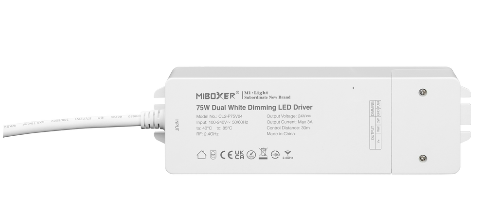 Miboxer 2,4 GHz dual weiss treiber, 75W 24V PWM Hoch-/Niederfrequenz (CL2-P75V24) - Miboxer Shop