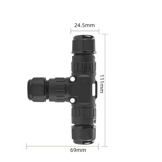LIGHTEU®, 2 Stück Wasserdichte Abzweigdose Außenkabelverbinder IP68 M20 3-Wege 3 Pin schraubenloser Schnellanschluss mit Hebel T-förmige Hülsenkupplung Ø 5mm-9mm - Miboxer Shop