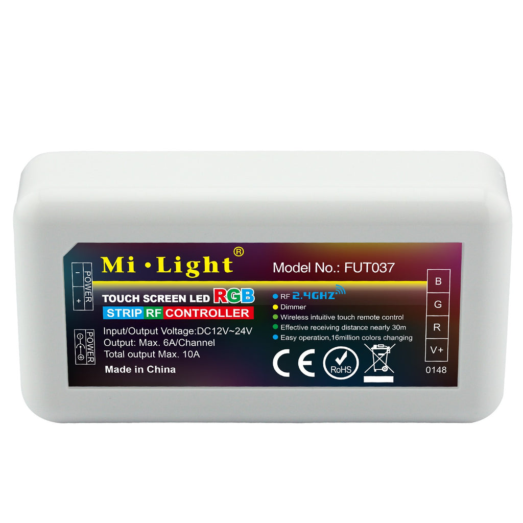 Funkfernbedienung Mit Controller Für RGB-W LED Streifen – 2,4 GHz, 12-24V, Bis 24A, Codiert
