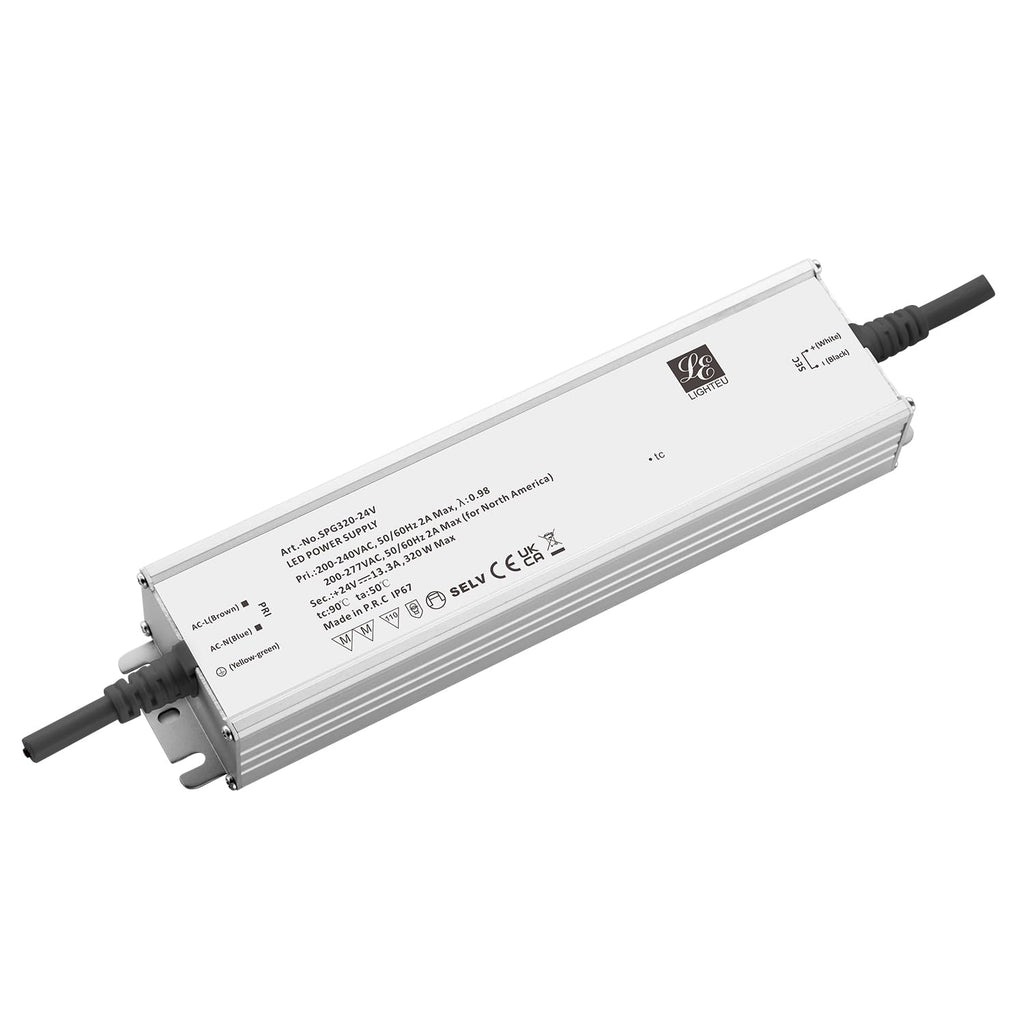 LIGHTEU 320W 24V 1 LED-Netzteil Trafo Aluminium, IP67, Anschlusskabel ohne Stecker（SPG320-24V） - Miboxer Shop