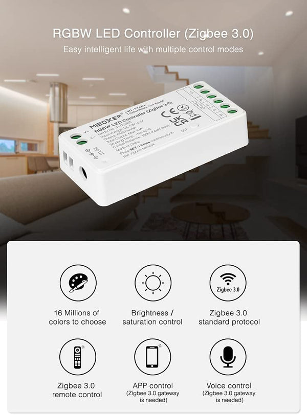 Miboxer Zigbee3.0 RGBW LED Strip Controller 12V-24V  (FUT038Z) - Miboxer Shop