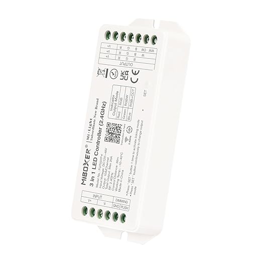 Miboxer 2.4 GHz 3 in 1 LED Controller DC12V-48V Hohe Ausgangsleistung max. 20 A, PWM Hoch/Niederfrequenz, unterstützt Push Dimmer (FUT037P+) - Miboxer Shop