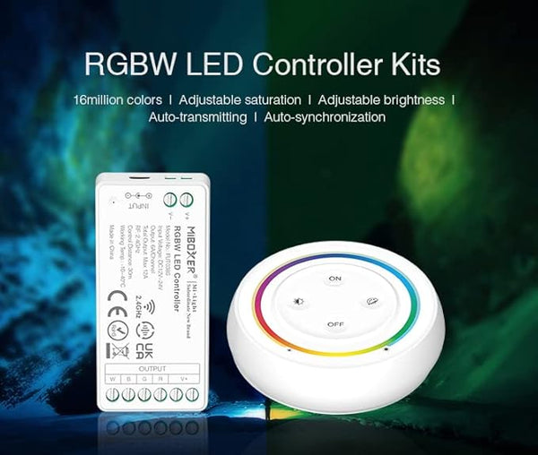 Miboxer 2,4 GHz RGBW RGB+weiße LED Streifen Controller Kits DC12V/24V Ausgang Max. 12A (FUT038SA) - Miboxer Shop