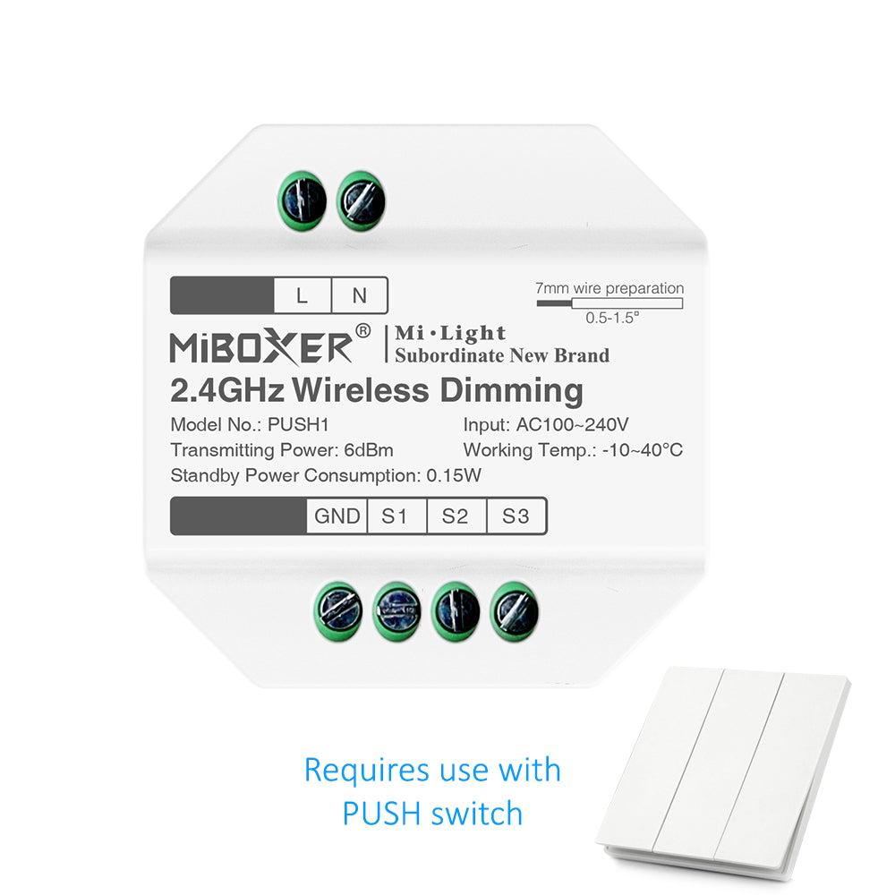 Miboxer  2,4 GHz kabelloses Dimmen RGB+CCT ( PUSH1 )