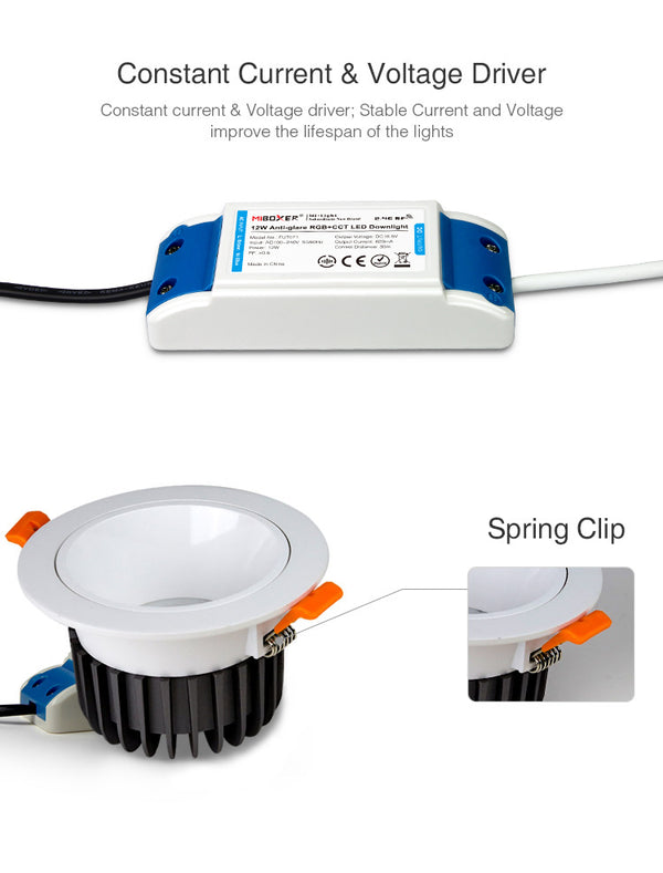 MiBoxer 12W RGB+CCT LED Downlight Blendschutz (FUT071) - Miboxer Shop