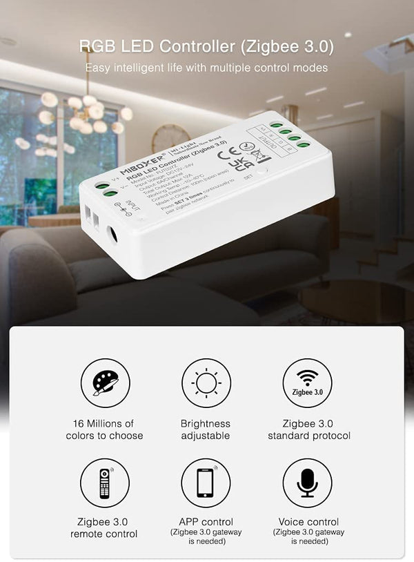 Miboxer Zigbee3.0 RGB LED Strip Controller 12V-24V (FUT037Z) - Miboxer Shop