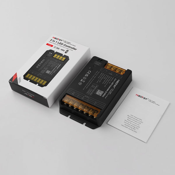 Miboxer 2 in 1 LED Controller 2,4 GHz  DC 12V-48V Hohe Leistung Max. 30 A, PWM Hoch-/Niedrigfrequenz, unterstützt Push-Dimmen (HR2) - Miboxer Shop
