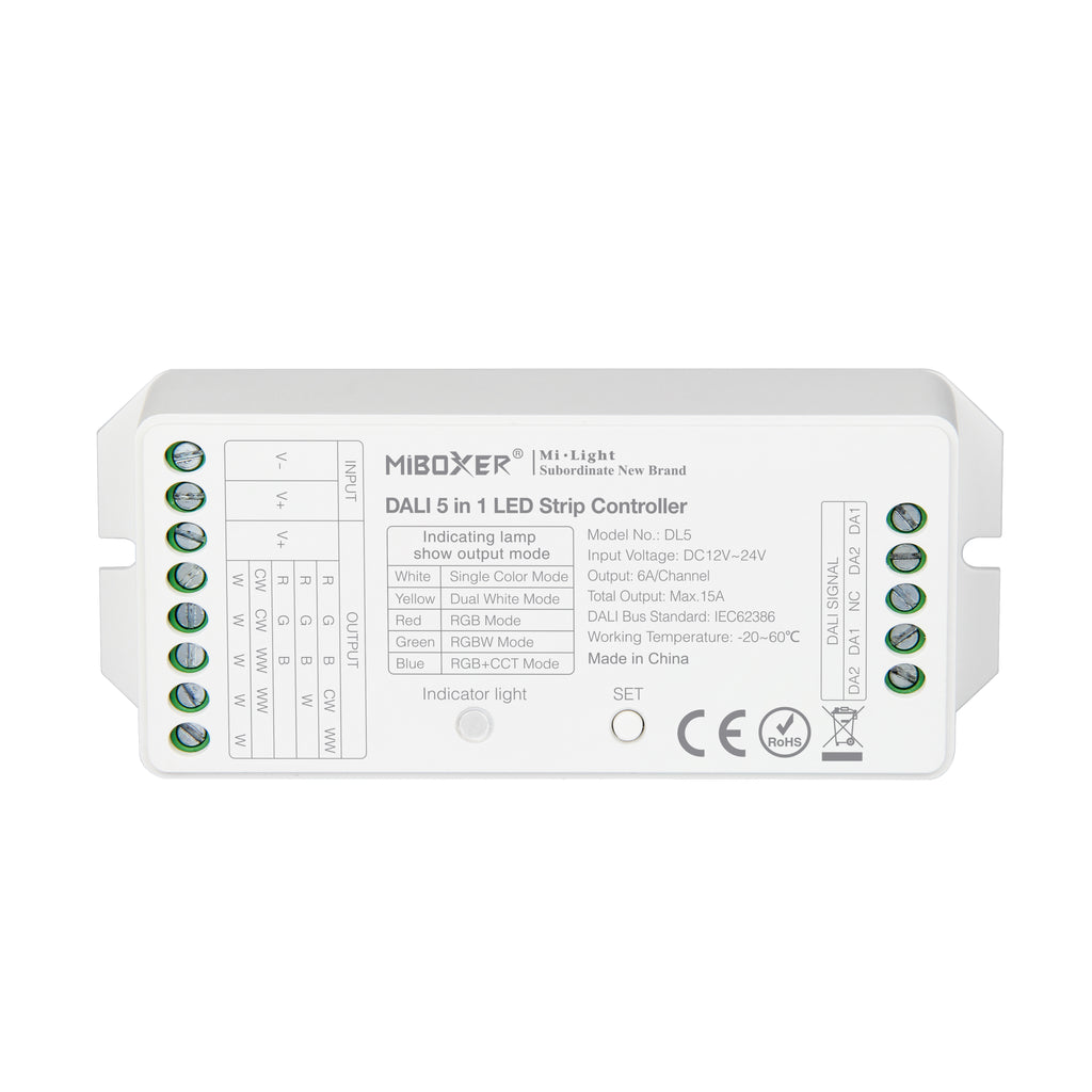 Miboxer DALI 5 in 1 LED Streifen Controller 12-24V ersetzt durch DL-X （DL5) - Miboxer Shop