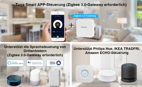 Miboxer 2 in 1 LED Streifen Controller (Zigbee 3.0+2,4GHz) 12V/24V, kompatibel mit Zigbee 2,4 GHz Fernbedienung APP/Sprachsteuerung (FUT035Z+) - Miboxer Shop