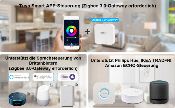 Miboxer 3 in 1 LED Streifen Controller (Zigbee 3.0+2,4GHz)  12V/24V, kompatibel mit Zigbee 2,4 GHz-Fernbedienung, APP/Sprachsteuerung (FUT037Z+) - Miboxer Shop