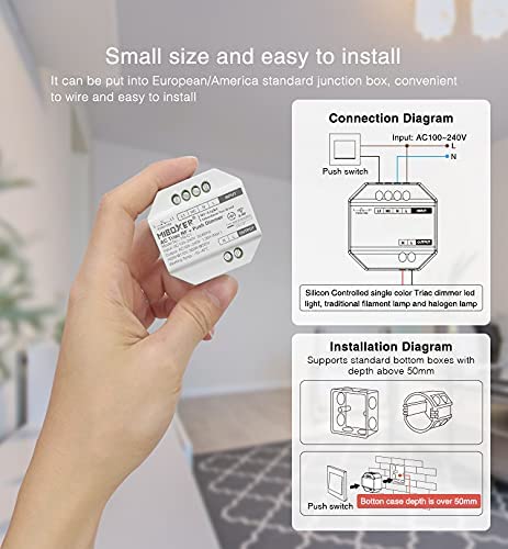 Milight Miboxer TRIAC Dimmermodul RF + PUSH Steuerung Controller (TRI-C1) - Miboxer Shop