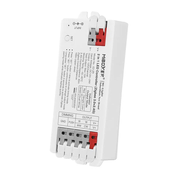 Miboxer 2 in 1 LED Controller (Zigbee 3.0+2,4GHz)  DC 12V/24V, kompatibel mit Zigbee 2,4 GHz-Fernbedienung, APP/Sprachsteuerung (E2-ZR) - Miboxer Shop