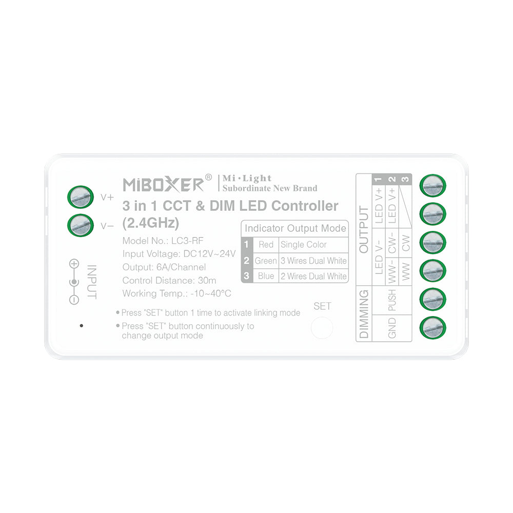 Miboxer 2 Wires 3-in-1 CCT & DIM LED Controller 2.4GHz （LC3-RF）