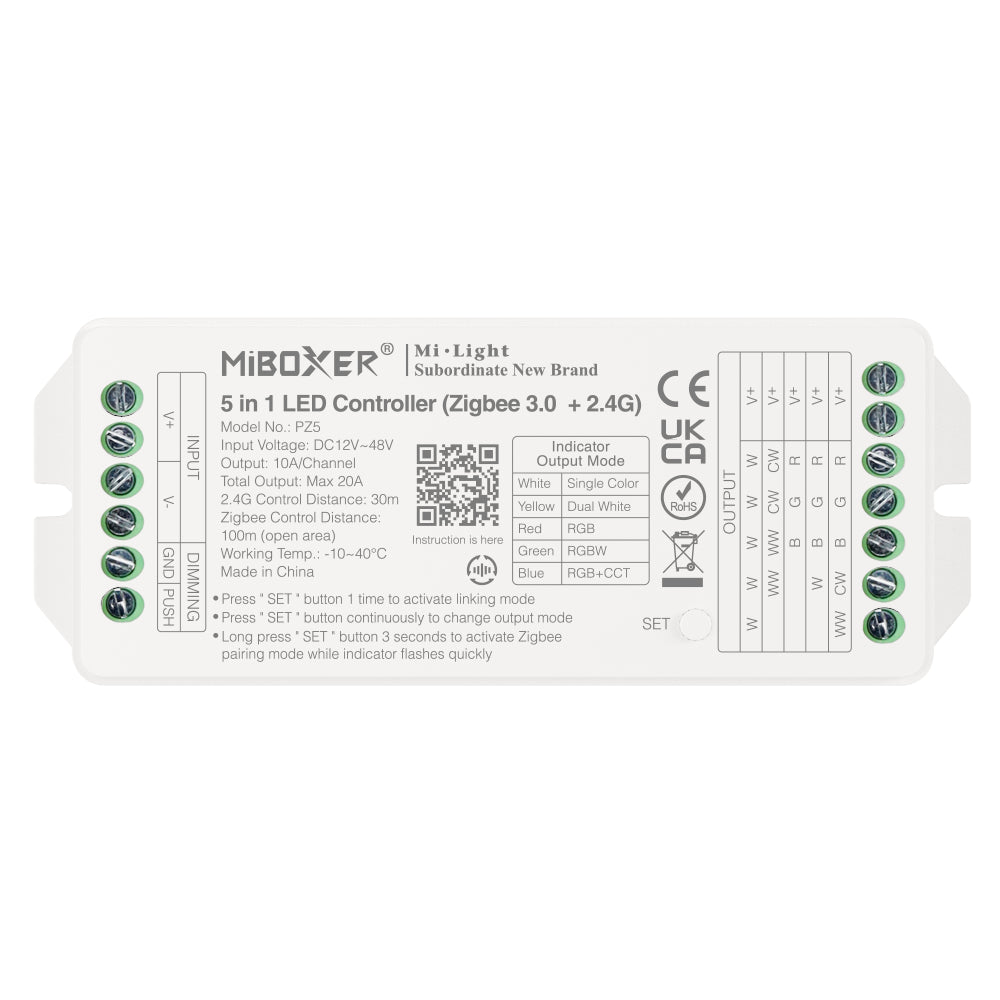 Miboxer  5 in 1 LED Controller (Zigbee 3.0+2,4GHz), unterstützt Push-Dimmer( PZ5) - Miboxer Shop