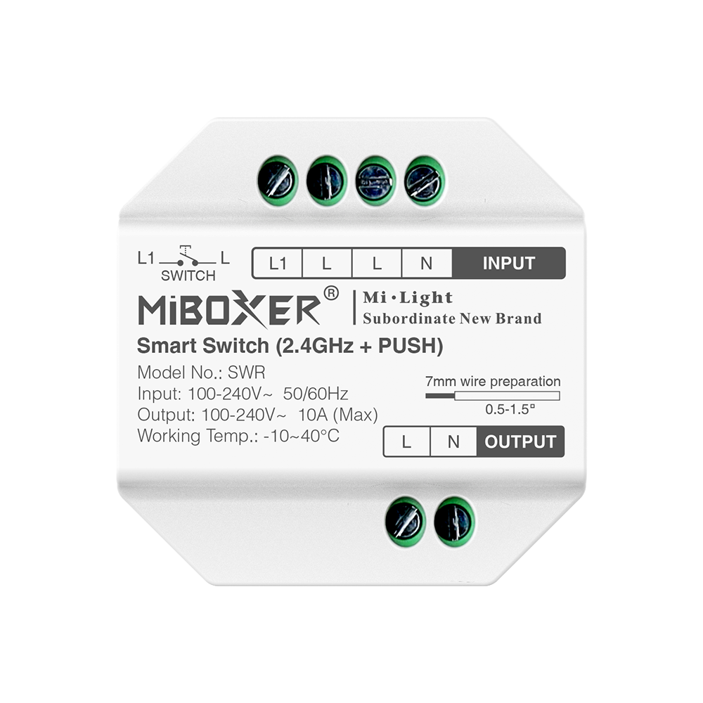 Miboxer SWR Intelligenter Schalter 2.4G + PUSH Unterstützt die Multi Timmer Funktion (SWR) - Miboxer Shop